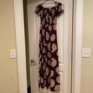 Maroon dress with Flower print!